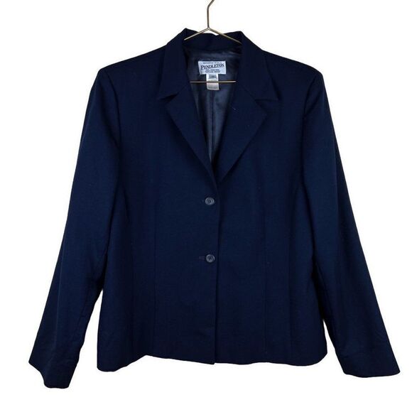 Vintage Pendleton Navy Blue 100% Virgin Wool Two Button Blazer - Picture 1 of 7